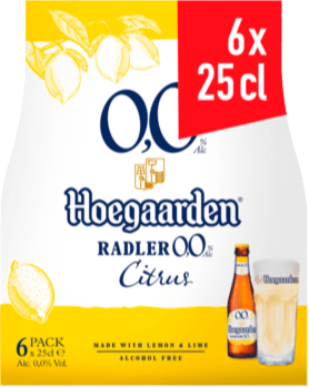Hoegaarden Radler Citrus 0.0% sixpack met flesjes van 25cl