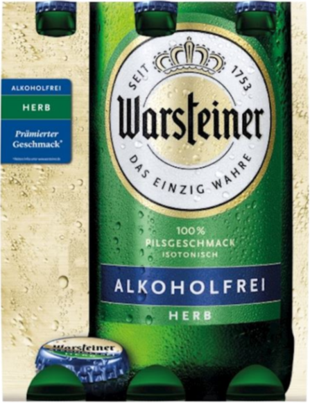 warsteiner herb alkoholfrei sixpack met flesjes van 33cl