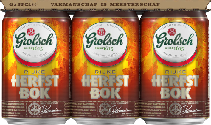 Grolsch Herfstbok set van 6 blikjes á 0,33 liter Grolsch Herfstbok set van 6 blikjes á 0,33 liter