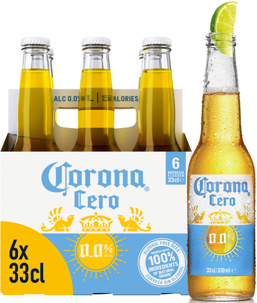 Corona 0.0 sixpack met flesjes van 33cl Corona 0.0 sixpack met flesjes van 33cl