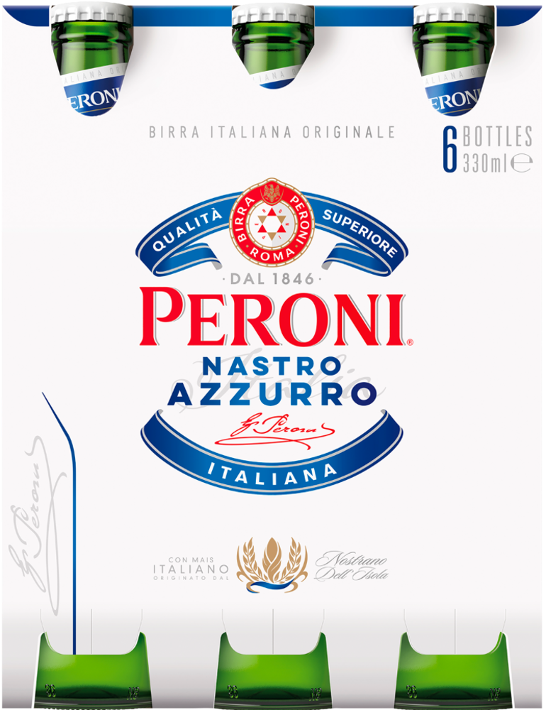 Peroni Nastro Azzurro 6X33cl mono flesjes Peroni Nastro Azzurro 6X33cl mono flesjes