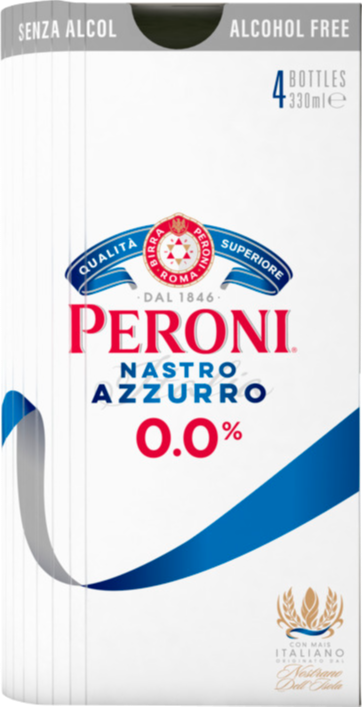 Peroni Nastro Azzurro 0.0% 4 monoflesjes van 33cl
