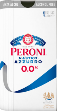 Peroni Nastro Azzurro 0.0% 4 monoflesjes van 33cl
