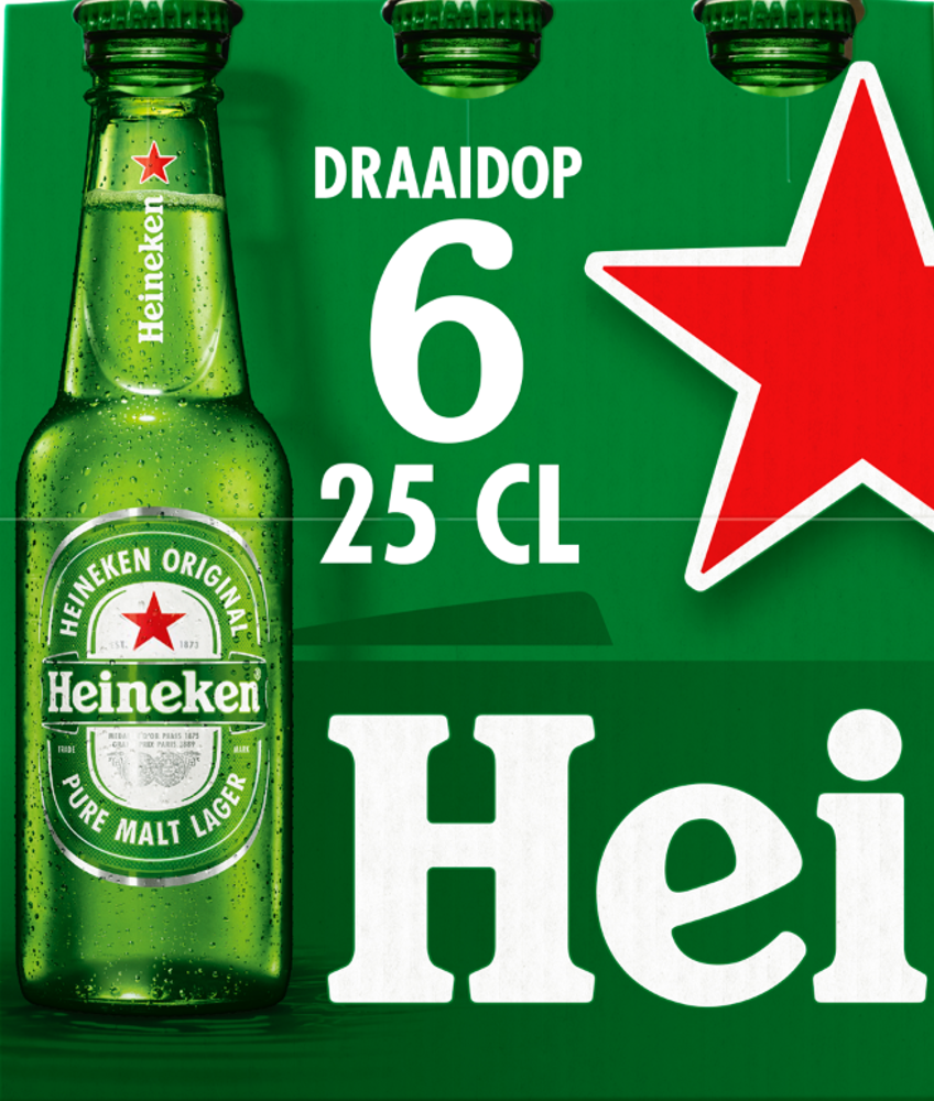 Heineken set van 6 flesjes á 0,25 liter Heineken set van 6 flesjes á 0,25 liter