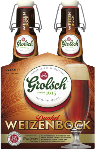 Grolsch Dunkel Weizenbock duopack met 2 beugelflessen