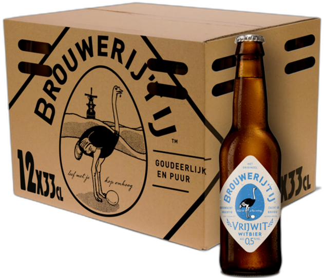 Vrijwit doos met 12 flesjes van 33cl