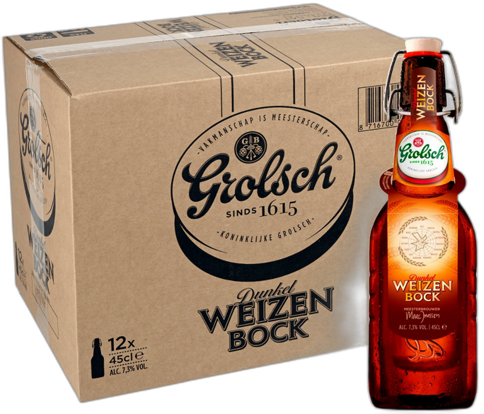 Grolsch Dunkel Weizenbock doos met 12 flesjes van 45cl
