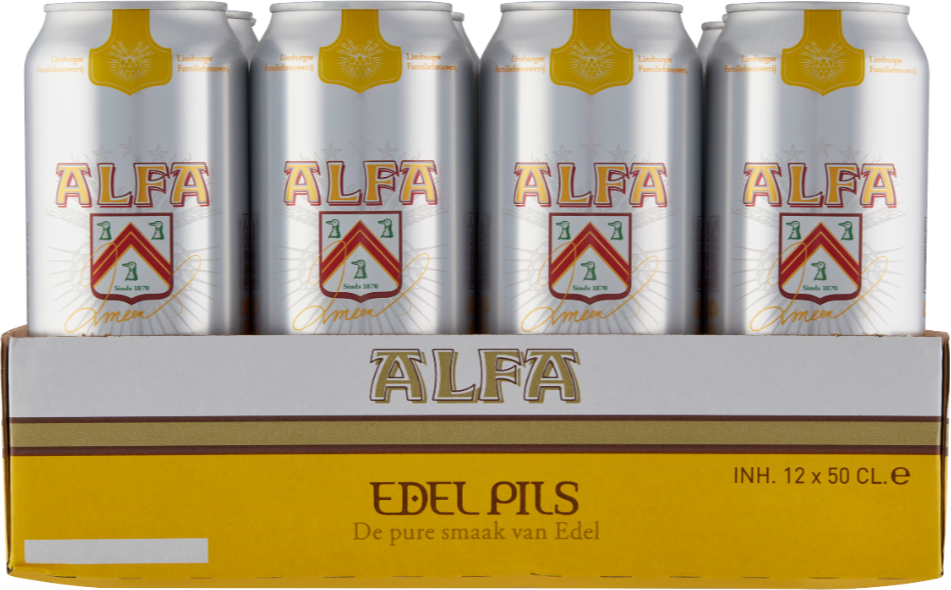 Alfa set van 12 blikken á 0,50 liter