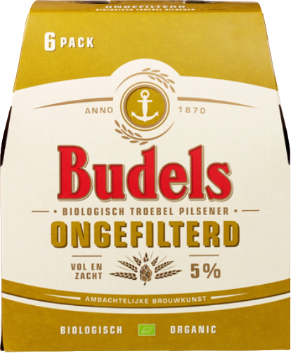 Budels Ongefilterd sixpack met flesjes van 30cl