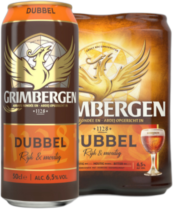 Grimbergen Dubbel 4pack met blikken van 50cl Grimbergen Dubbel 4pack met blikken van 50cl