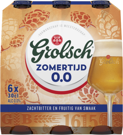 Grolsch Zomertijd 00 sixpack met flesjes van 30cl Grolsch Zomertijd 00 sixpack met flesjes van 30cl