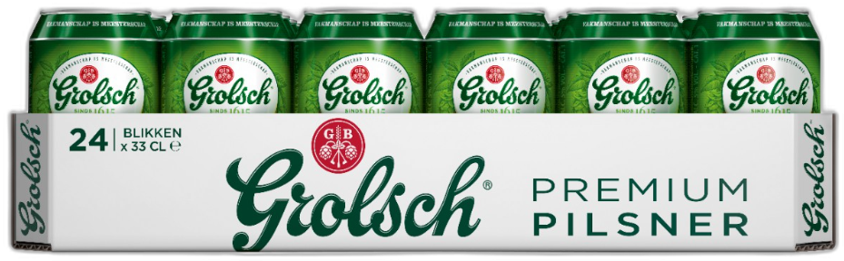 Grolsch tray met 24 blikjes á 0,33 liter Grolsch tray met 24 blikjes á 0,33 liter