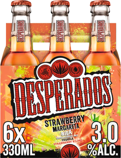 Desperados Strawberry Margarita sixpack met flesjes van 33cl Desperados Strawberry Margarita sixpack met flesjes van 33cl