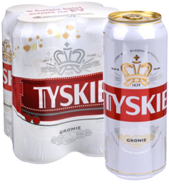4 halve liters Tyskie Bier  4 halve liters Tyskie Bier