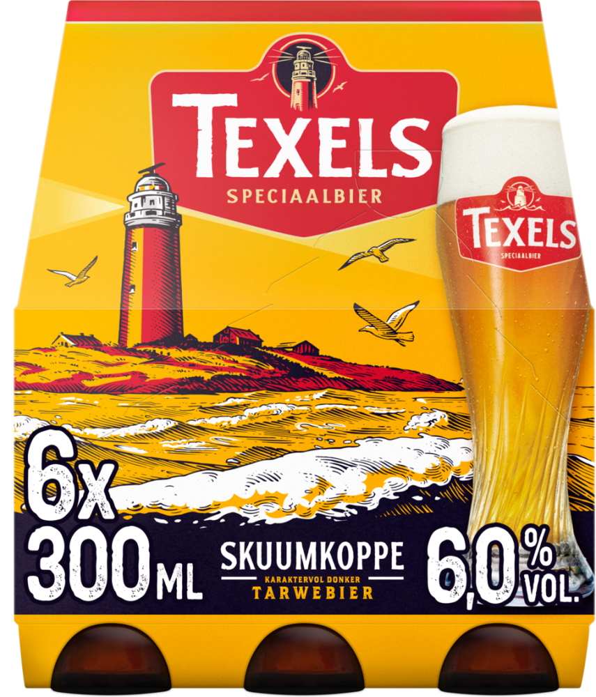Texels Skuumkoppe sixpack met flesjes van 30cl Texels Skuumkoppe sixpack met flesjes van 30cl
