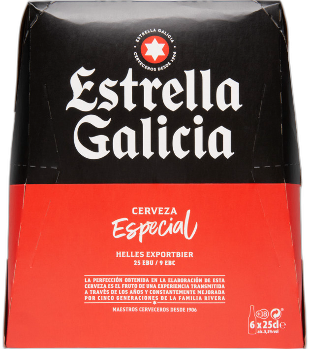 Estrella Galicia sixpack met flesjes van 25cl Estrella Galicia sixpack met flesjes van 25cl