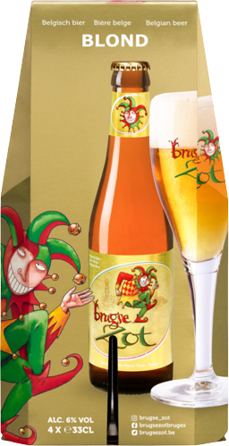 Brugse Zot Blond set van 4 flesjes á 0,33 liter Brugse Zot Blond set van 4 flesjes á 0,33 liter