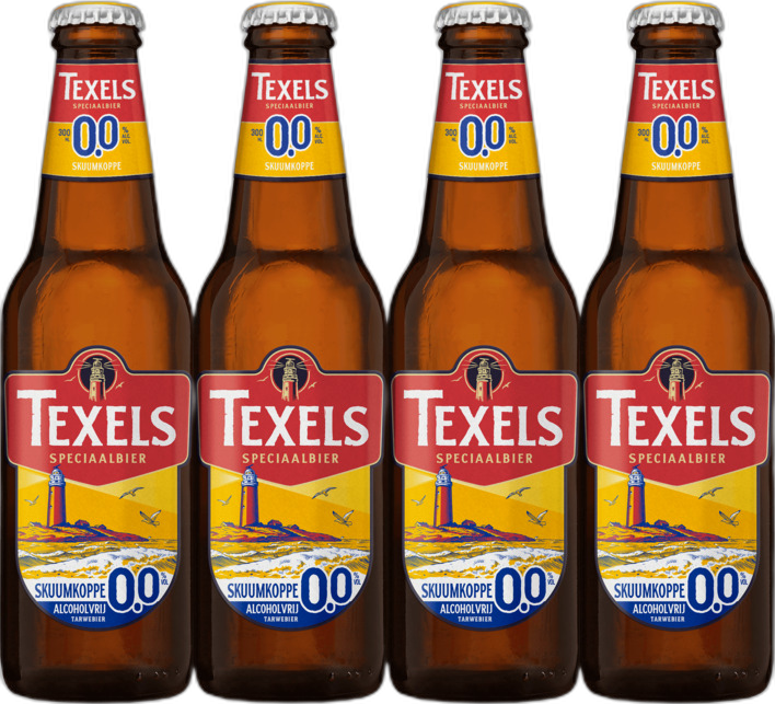 Texels Skuumkoppe 0.0 4-pack met flesjes van 30cl