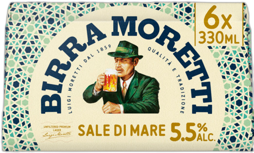 Birra Moretti Sale di Mare sixpack met blikjes van 33cl Birra Moretti Sale di Mare sixpack met blikjes van 33cl
