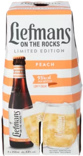 Liefmans Peach 4pack met flesjes van 25cl