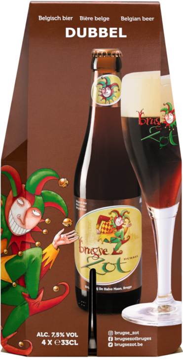 Brugse Zot Dubbel 4pack met flesjes van 33cl Brugse Zot Dubbel 4pack met flesjes van 33cl