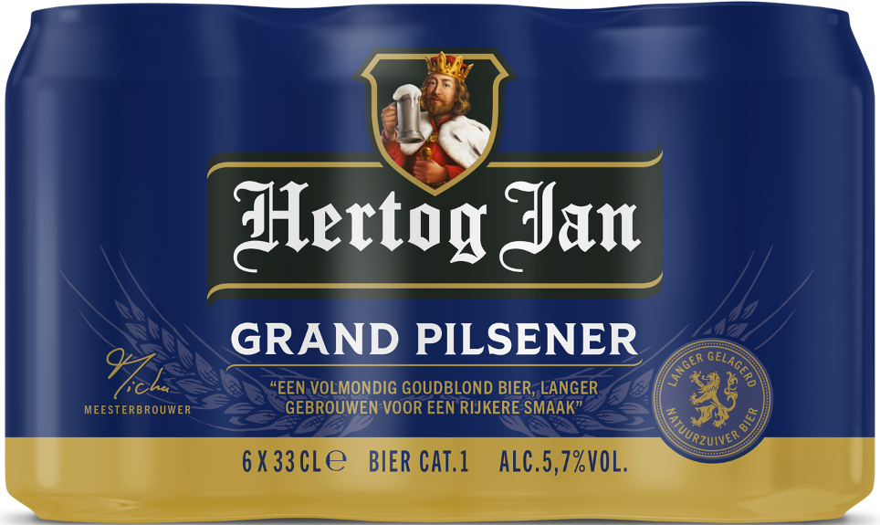 Hertog Jan Grand Pilsener sixpack met blikjes van 33cl
