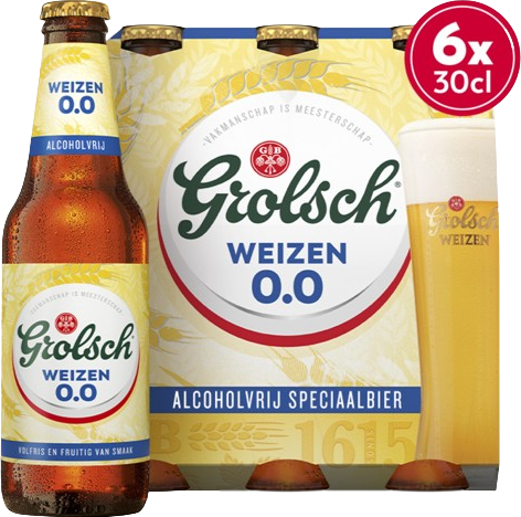 Grolsch Weizen 0.0% set van 6 flesjes á 0,30 liter  Grolsch Weizen 0.0% set van 6 flesjes á 0,30 liter