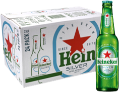 Heineken Silver doos met 24 flesjes van 33cl Heineken Silver doos met 24 flesjes van 33cl