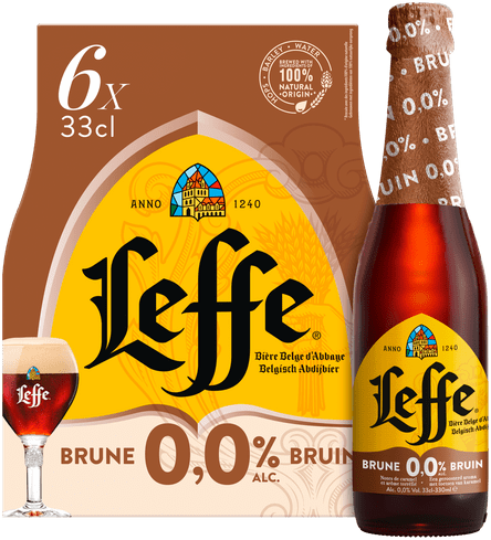 Leffe Bruin 0.0% sixpack met flesjes van 33cl