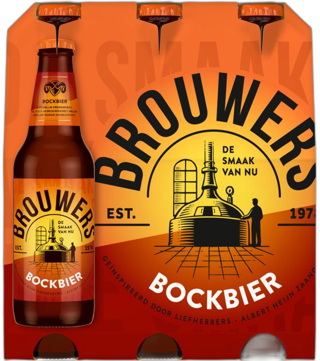 Brouwers Bockbier sixpack met flesjes van 30cl