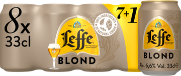 Leffe Blond set met 8 blikken van 33cl Leffe Blond set met 8 blikken van 33cl