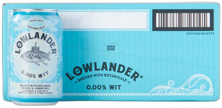 Lowlander wit 0.00% doos met 12 blikjes van 33cl Lowlander wit 0.00% doos met 12 blikjes van 33cl