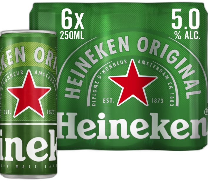 Heineken Pilsener set van 6 blikjes á 0,25 liter