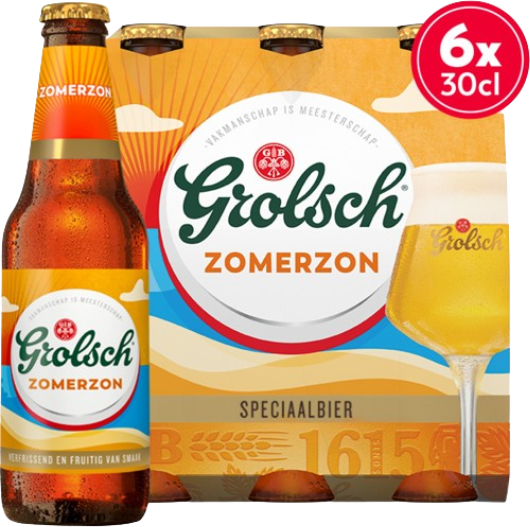 Grolsch Zomerzon 6-pack met flesjes van 30cl Grolsch Zomerzon 6-pack met flesjes van 30cl