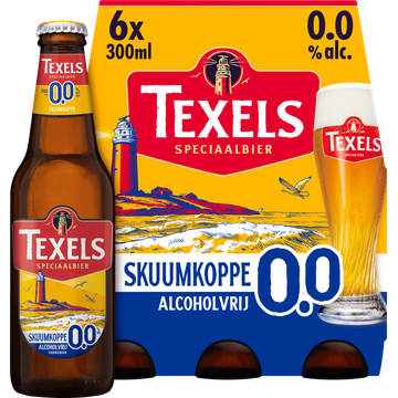 Texels Skuumkoppe 0,0% sixpack met flesjes van 30cl Texels Skuumkoppe 0,0% sixpack met flesjes van 30cl