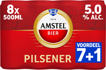 Amstel Pilsener Bier Blikken Voordeelpak 7+1 x 500ml