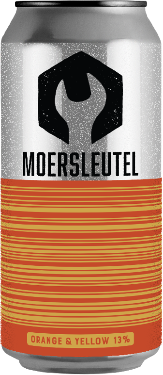 Moersleutel Streepjescode Oranje & Geel blik van 44cl