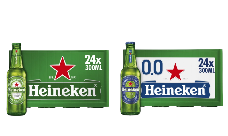 Regulier en alcoholvrij Heineken krat Regulier en alcoholvrij Heineken krat